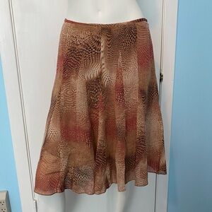 Anne Klein Flowy Midi Skirt – Brown, Orange & Tan Animal Print